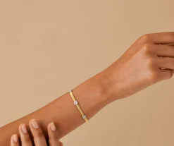 Bracelets-Marco Bicego 18K Yellow Gold Medium Stackable Bracelet With 3 Diamonds Stations Yellowgold
