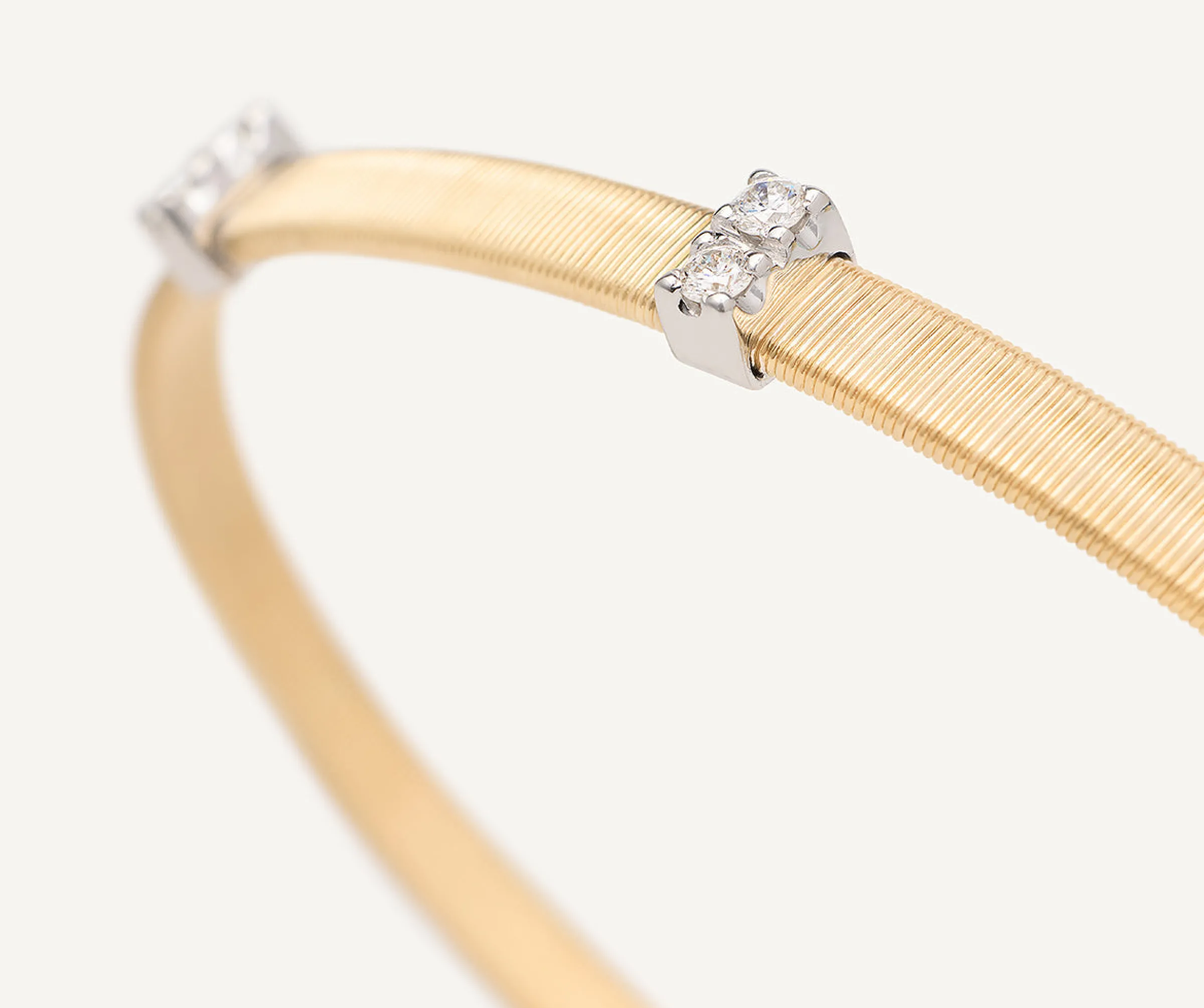 Bracelets-Marco Bicego 18K Yellow Gold Medium Stackable Bracelet With 3 Diamonds Pavé Stations Yellowgold