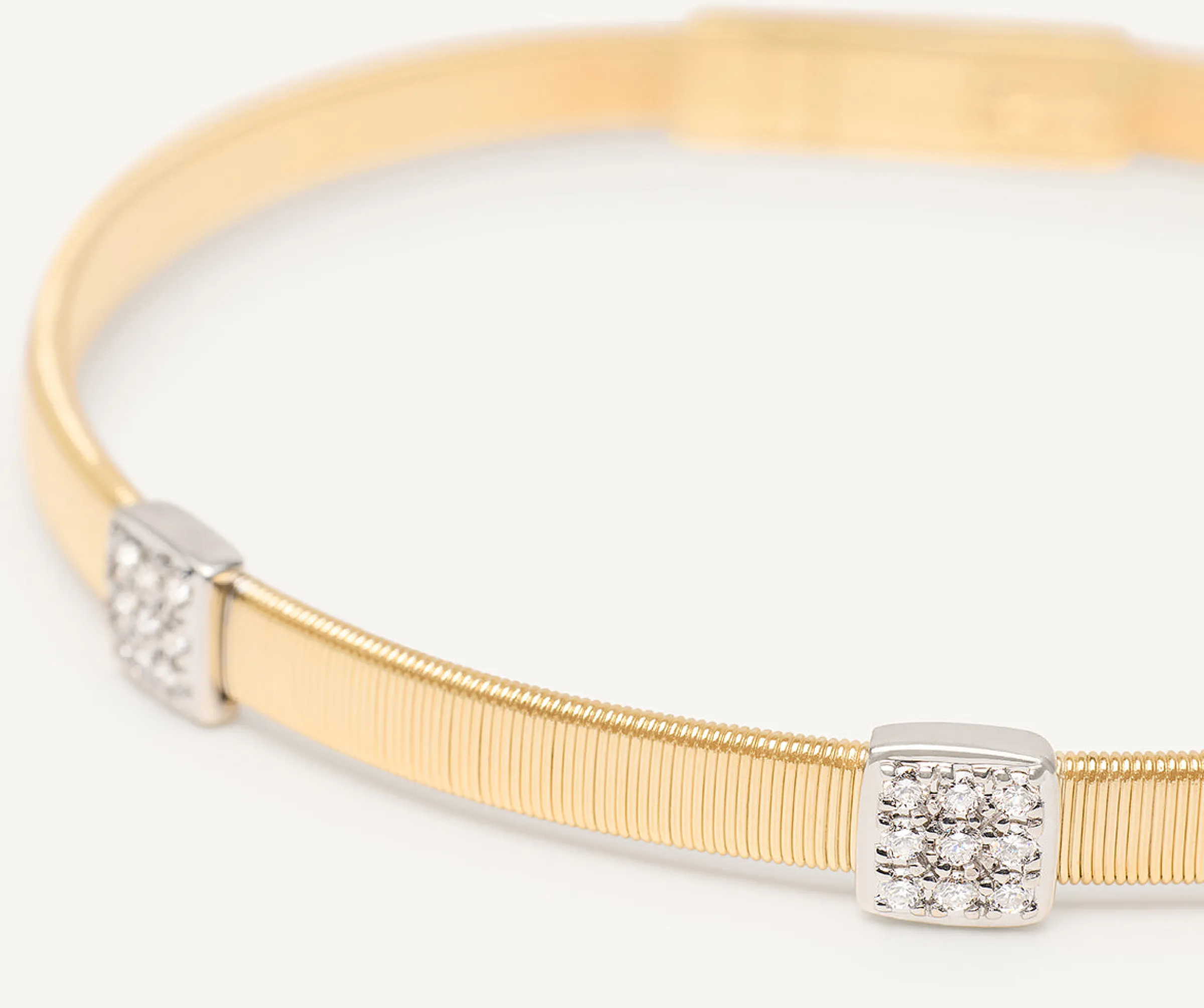 Bracelets-Marco Bicego 18K Yellow Gold Medium Stackable Bracelet With 3 Diamonds Stations Yellowgold