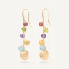 Earrings-Marco Bicego 18K Yellow Gold Mixed Gemstone Long Drop Earrings with Diamond Pavé Hook Yellowgold