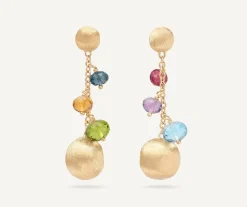 Earrings-Marco Bicego 18K Yellow Gold Mixed Gemstone Short Drop Earrings Yellowgold