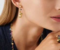 Earrings-Marco Bicego 18K Yellow Gold Mixed Gemstone Short Drop Earrings Yellowgold