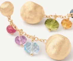 Earrings-Marco Bicego 18K Yellow Gold Mixed Gemstone Short Drop Earrings Yellowgold