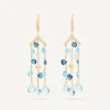 Earrings-Marco Bicego 18K Yellow Gold Mixed Topaz Three-Strand Chandelier Earrings Yellowgold