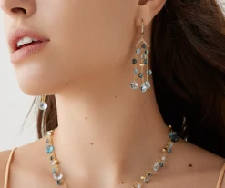 Earrings-Marco Bicego 18K Yellow Gold Mixed Topaz Three-Strand Chandelier Earrings Yellowgold