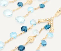 Earrings-Marco Bicego 18K Yellow Gold Mixed Topaz Three-Strand Chandelier Earrings Yellowgold