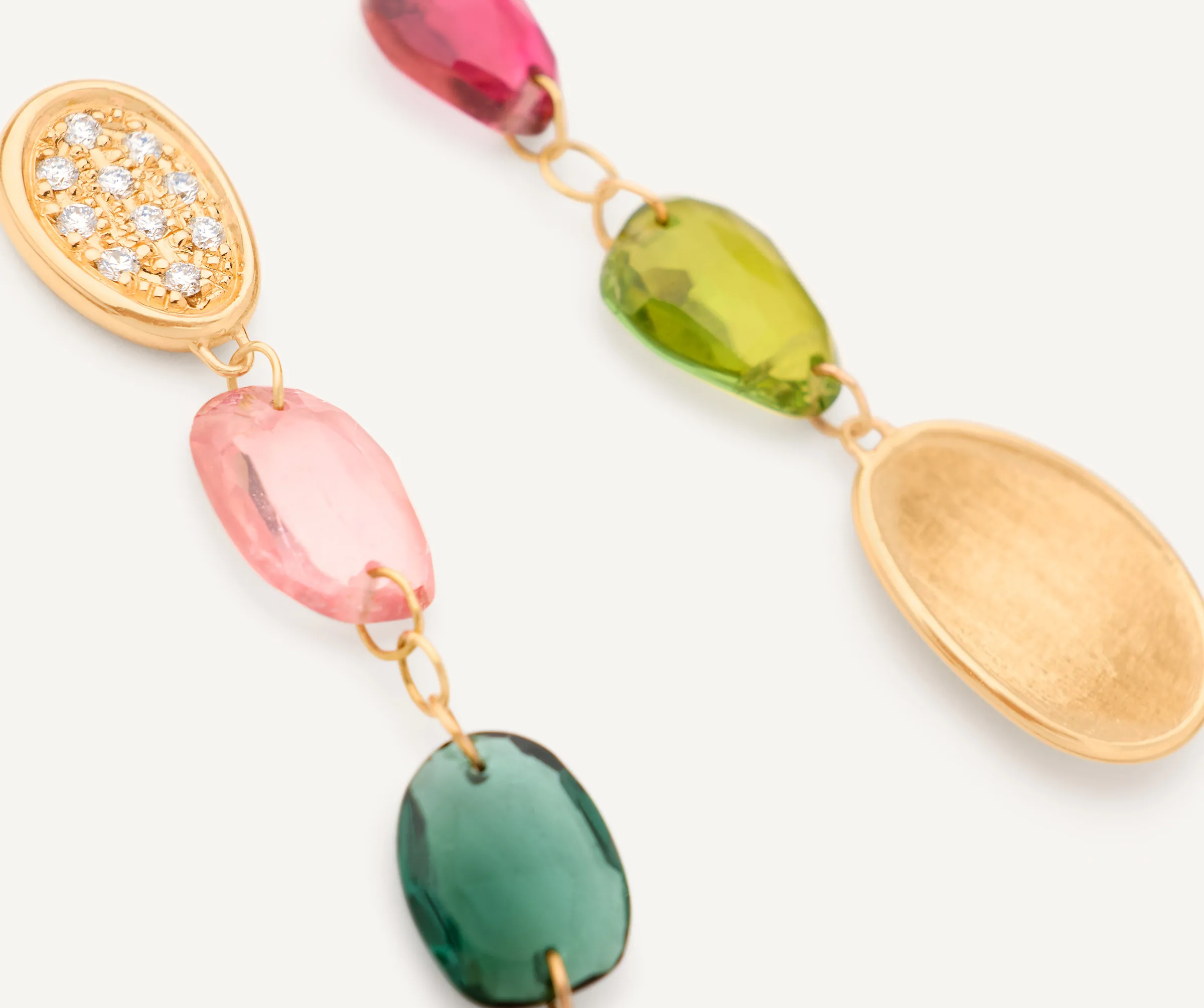Earrings-Marco Bicego 18K Yellow Gold Mixed Tourmaline Drop Earrings with Diamonds Yellowgold