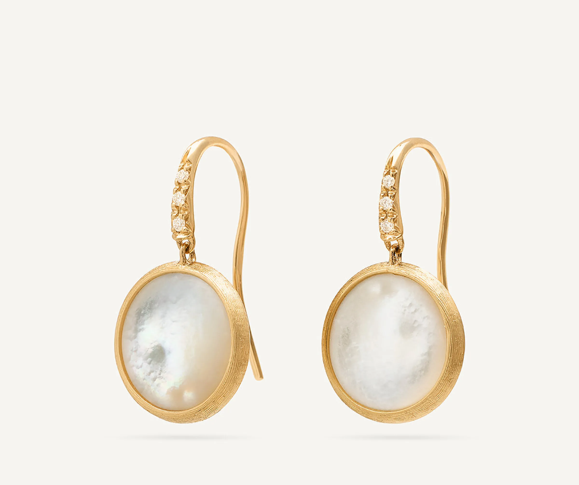 Earrings-Marco Bicego 18K Yellow Gold Mother of Pearl Drop Earrings with Diamonds YellowGold