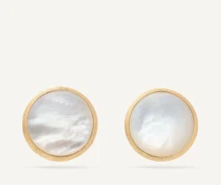 Earrings-Marco Bicego 18K Yellow Gold Mother of Pearl Medium Stud Earrings YellowGold