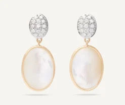 Earrings-Marco Bicego 18K Yellow Gold Mother of Pearl u0026 Diamond Drop Earrings Yellowgold
