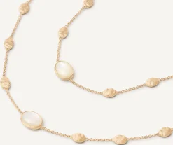 Necklaces-Marco Bicego 18K Yellow Gold Mother of Pearl u0026 Gold Long Necklace Yellowgold