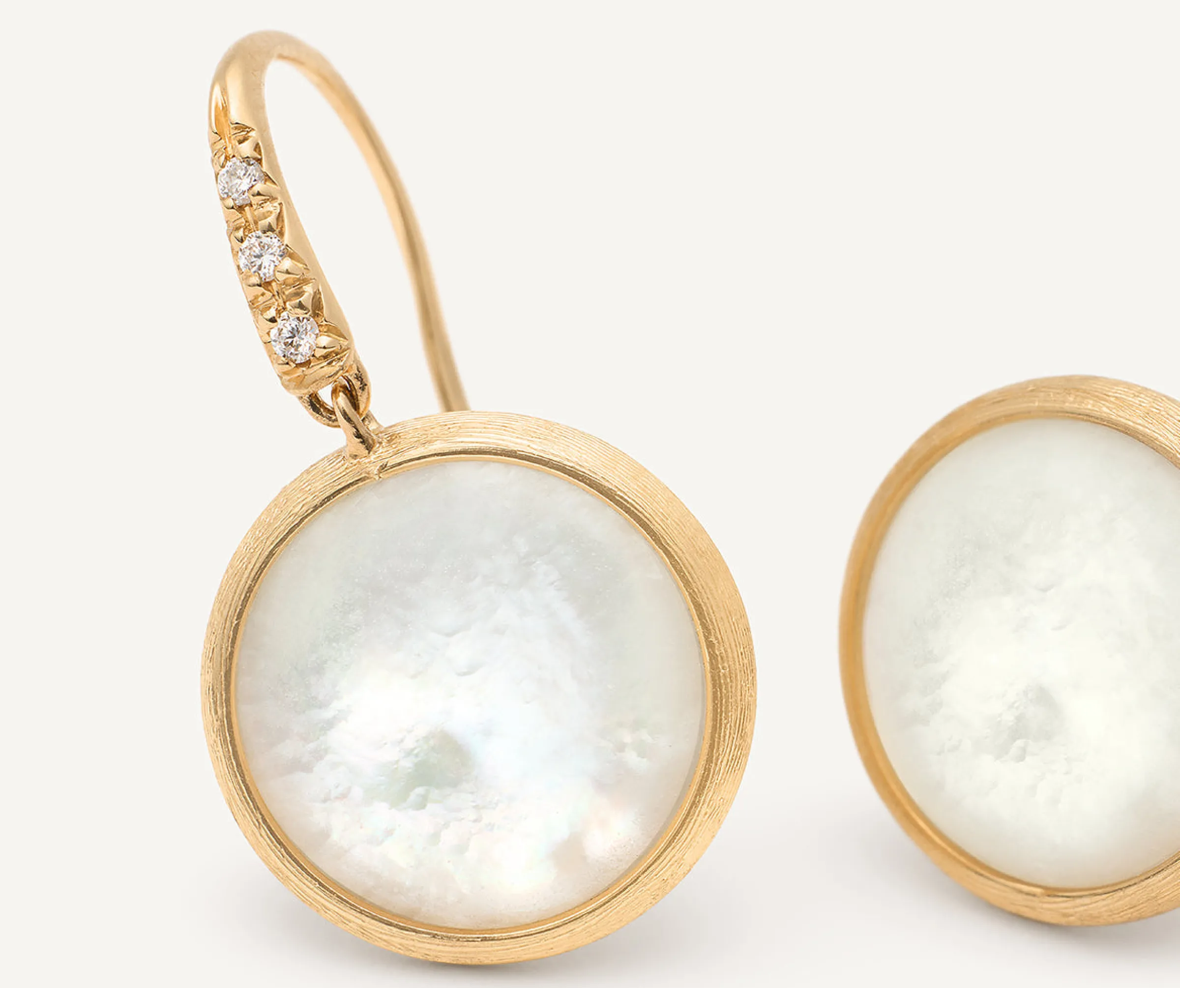 Earrings-Marco Bicego 18K Yellow Gold Mother of Pearl Drop Earrings with Diamonds YellowGold