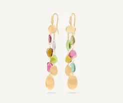 Earrings-Marco Bicego 18K Yellow Gold Multi-Strand Tourmaline Earrings with Diamond Accent Yellowgold
