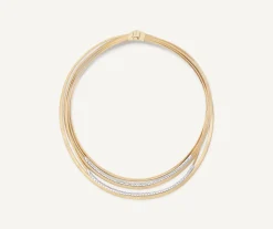 Necklaces-Marco Bicego 18K Yellow Gold Multi-strand Necklace With Diamond Pavé Bands Yellowgold