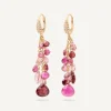 Earrings-Marco Bicego 18K Yellow Gold Multi-Strand Pink Tourmalines Earrings and Diamond Accent Yellowgold