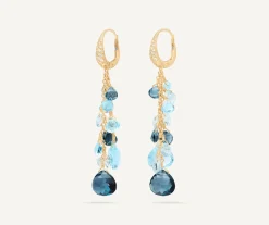 Earrings-Marco Bicego 18K Yellow Gold Multi-Strand Topaz Earrings and Diamond Accent Yellowgold