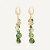 Earrings-Marco Bicego 18K Yellow Gold Multi-Strand Green Tourmaline Earrings and Diamond Accent Yellowgold