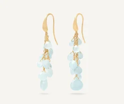Earrings-Marco Bicego 18K Yellow Gold Multi-Strand Aquamarine Earrings Yellowgold
