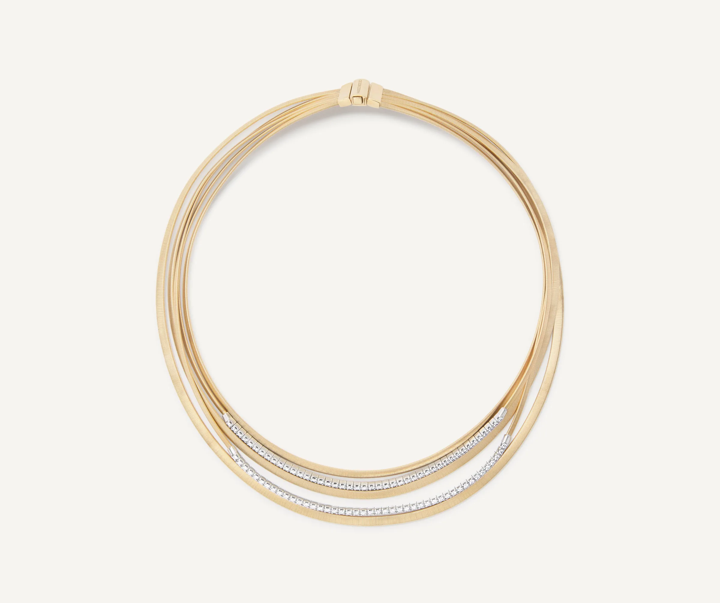Necklaces-Marco Bicego 18K Yellow Gold Multi-strand Necklace With Diamond Pavé Bands Yellowgold