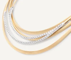 Necklaces-Marco Bicego 18K Yellow Gold Multi-strand Necklace With Diamond Pavé Bands Yellowgold