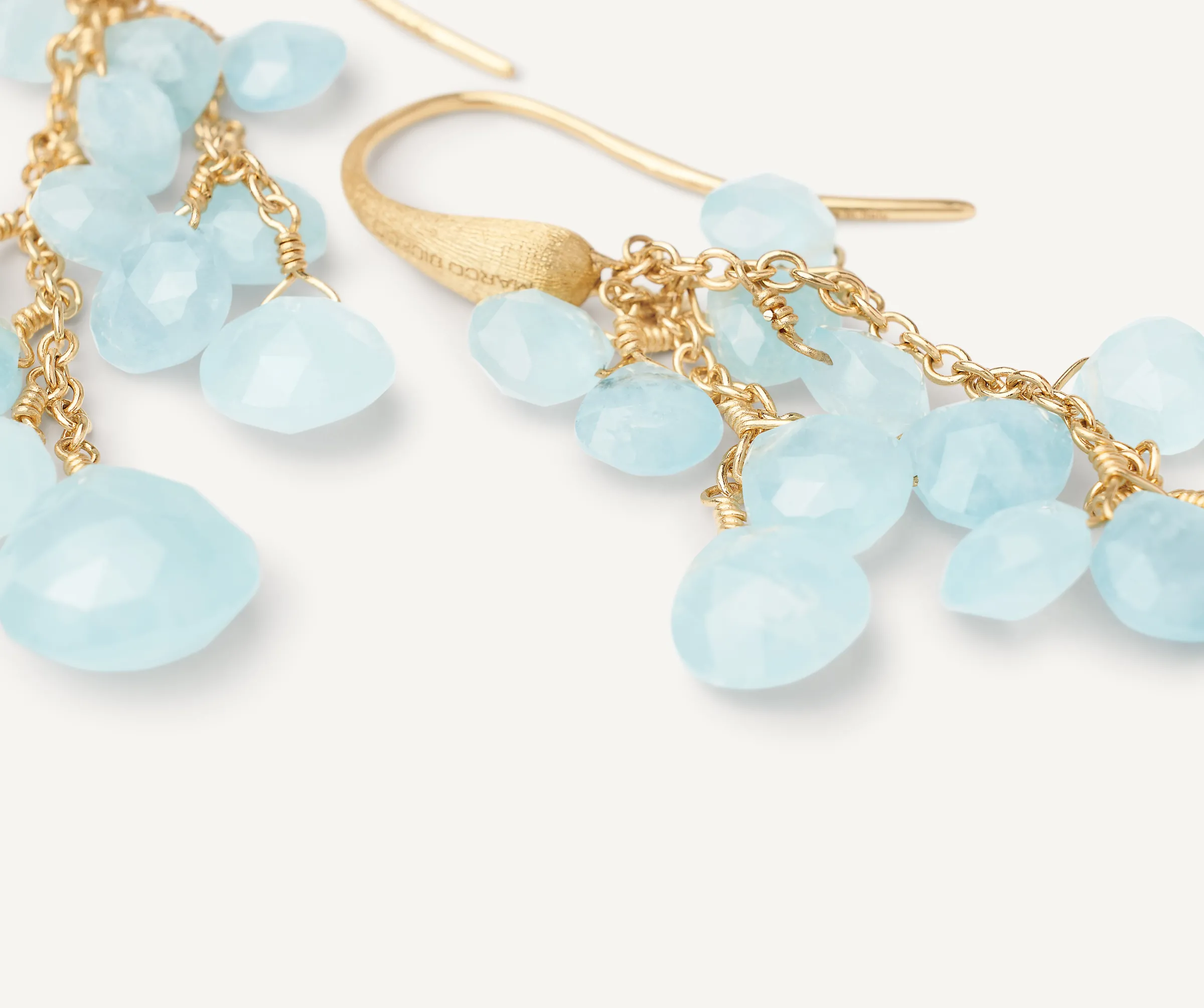Earrings-Marco Bicego 18K Yellow Gold Multi-Strand Aquamarine Earrings Yellowgold