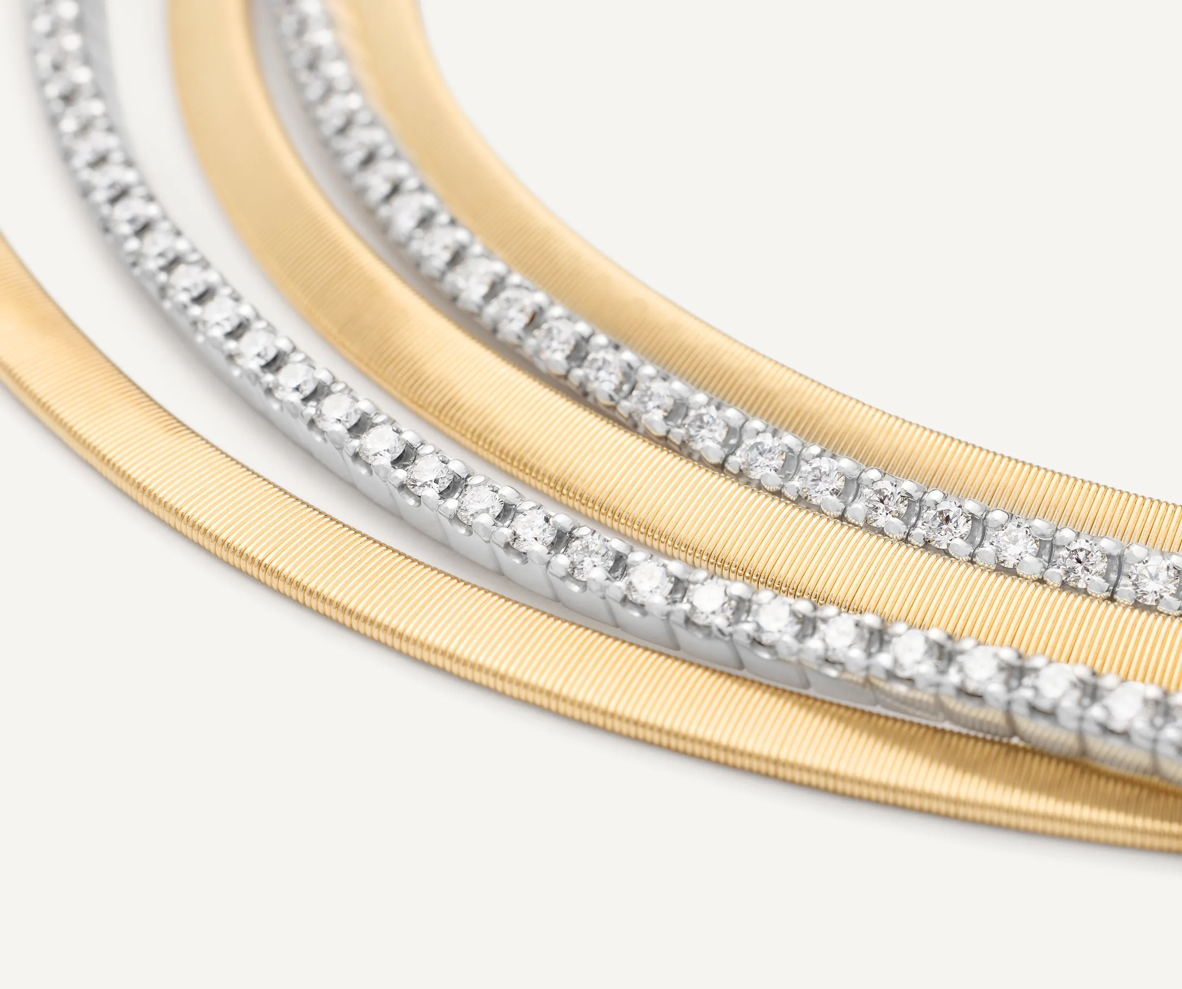 Necklaces-Marco Bicego 18K Yellow Gold Multi-strand Necklace With Diamond Pavé Bands Yellowgold