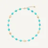 Necklaces-Marco Bicego 18K Yellow Gold Necklace with Turquoise, Short Yellowgold