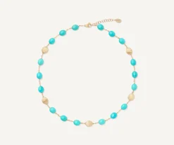 Necklaces-Marco Bicego 18K Yellow Gold Necklace with Turquoise, Short Yellowgold