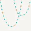 Necklaces-Marco Bicego 18K Yellow Gold Necklace with Turquoise, Long Yellowgold