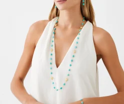 Necklaces-Marco Bicego 18K Yellow Gold Necklace with Turquoise, Long Yellowgold