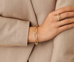 Bracelets-Marco Bicego 18K Yellow Gold Oval Link Bracelet With Pavé Diamonds Yellowgold