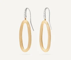 Earrings-Marco Bicego 18K Yellow Gold Oval Link Diamond Hook Earrings Yellowgold