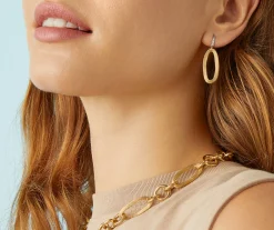 Earrings-Marco Bicego 18K Yellow Gold Oval Link Diamond Hook Earrings Yellowgold