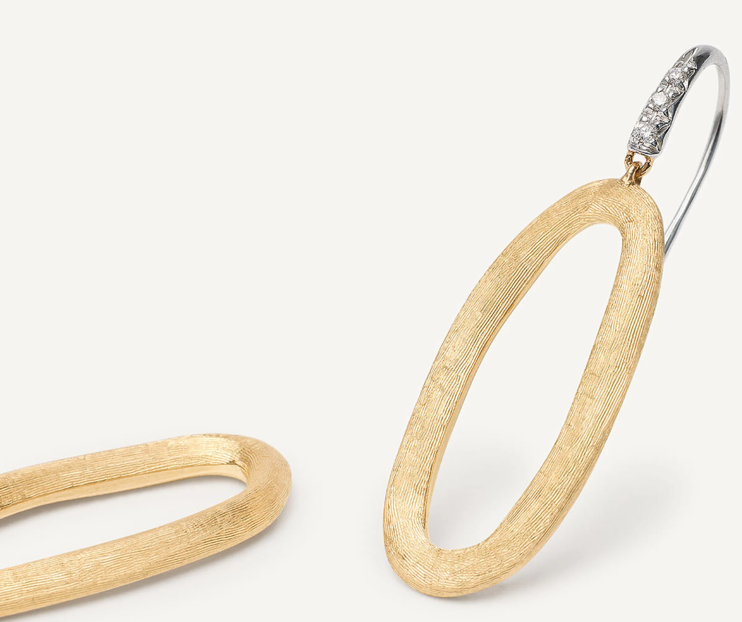 Earrings-Marco Bicego 18K Yellow Gold Oval Link Diamond Hook Earrings Yellowgold