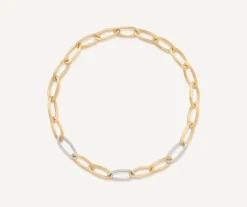 Necklaces-Marco Bicego 18K Yellow Gold Oval Link Necklace With Pavé Diamond Links Yellowgold
