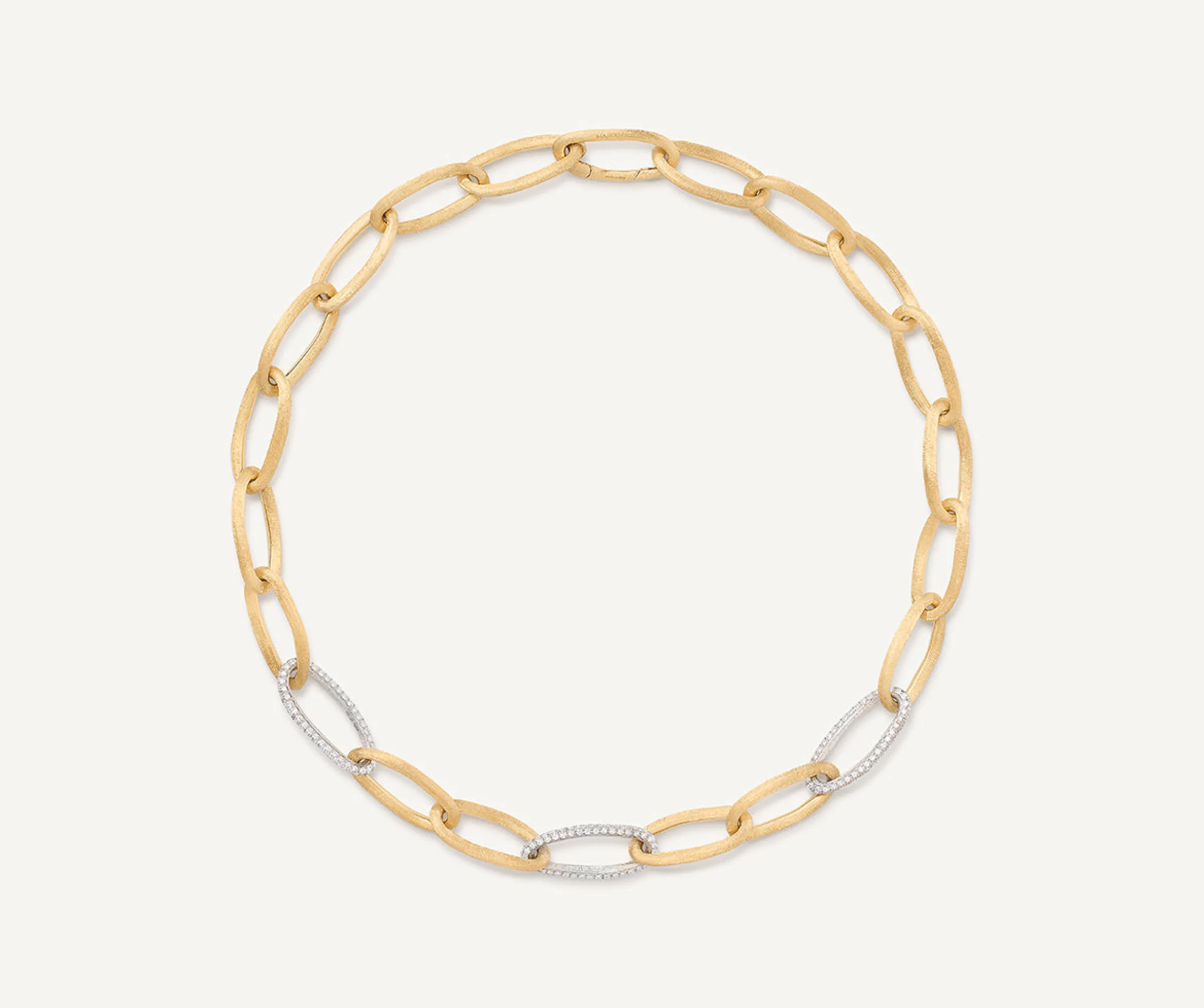 Necklaces-Marco Bicego 18K Yellow Gold Oval Link Necklace With Pavé Diamond Links Yellowgold