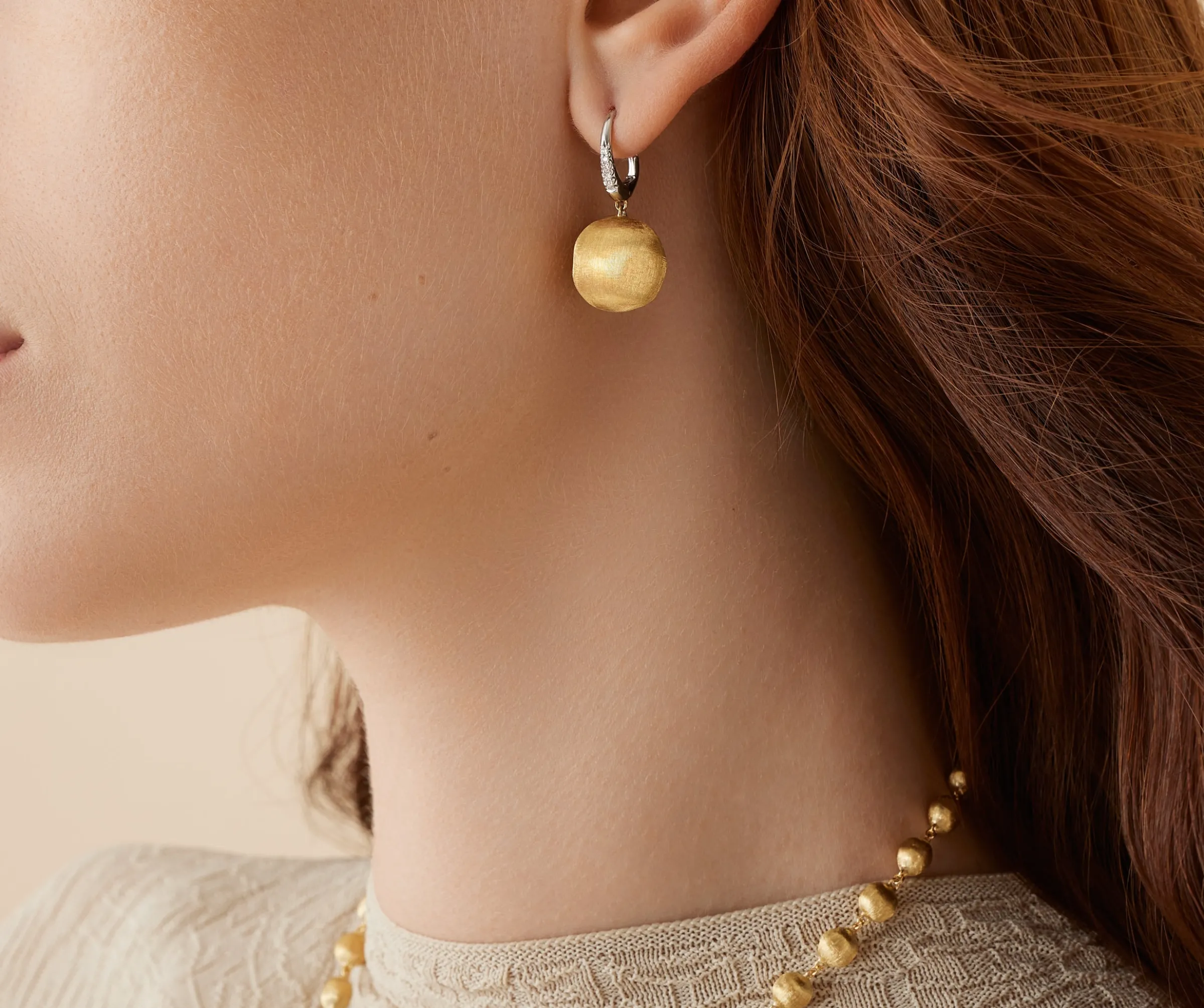 Earrings-Marco Bicego 18K Yellow Gold Pendant Earrings With Diamond Clip Yellowgold