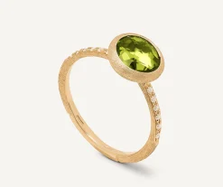 Rings-Marco Bicego 18K Yellow Gold Peridot Ring with Diamond Pavé Shank YellowGold