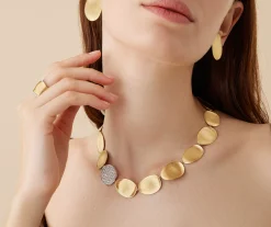 Necklaces-Marco Bicego 18K Yellow Gold Petal Collar Necklace With Diamonds Yellowgold