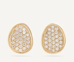Earrings-Marco Bicego 18K Yellow Gold Petal Diamond Pavé Stud Earrings Yellowgold