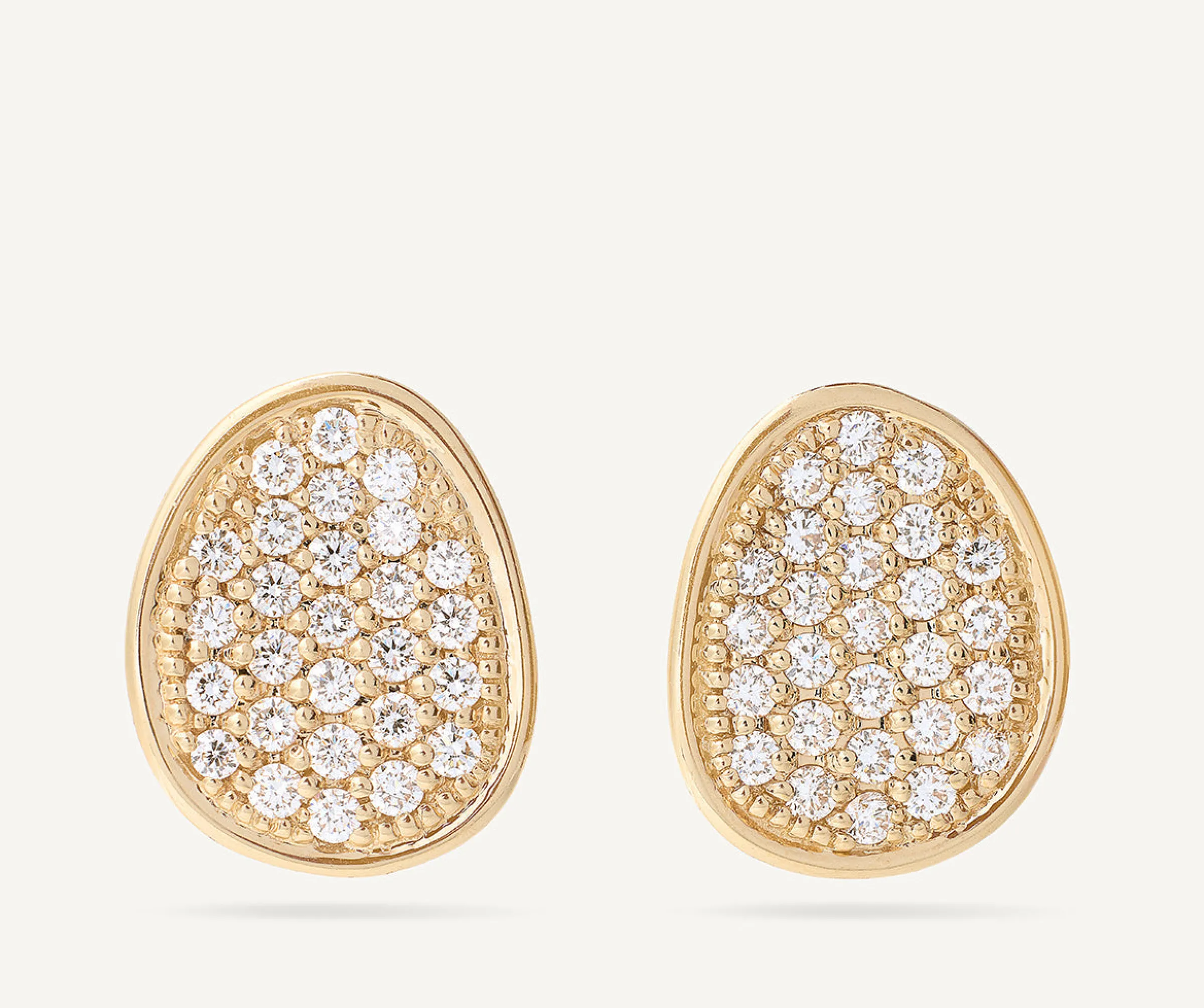Earrings-Marco Bicego 18K Yellow Gold Petal Diamond Pavé Stud Earrings Yellowgold