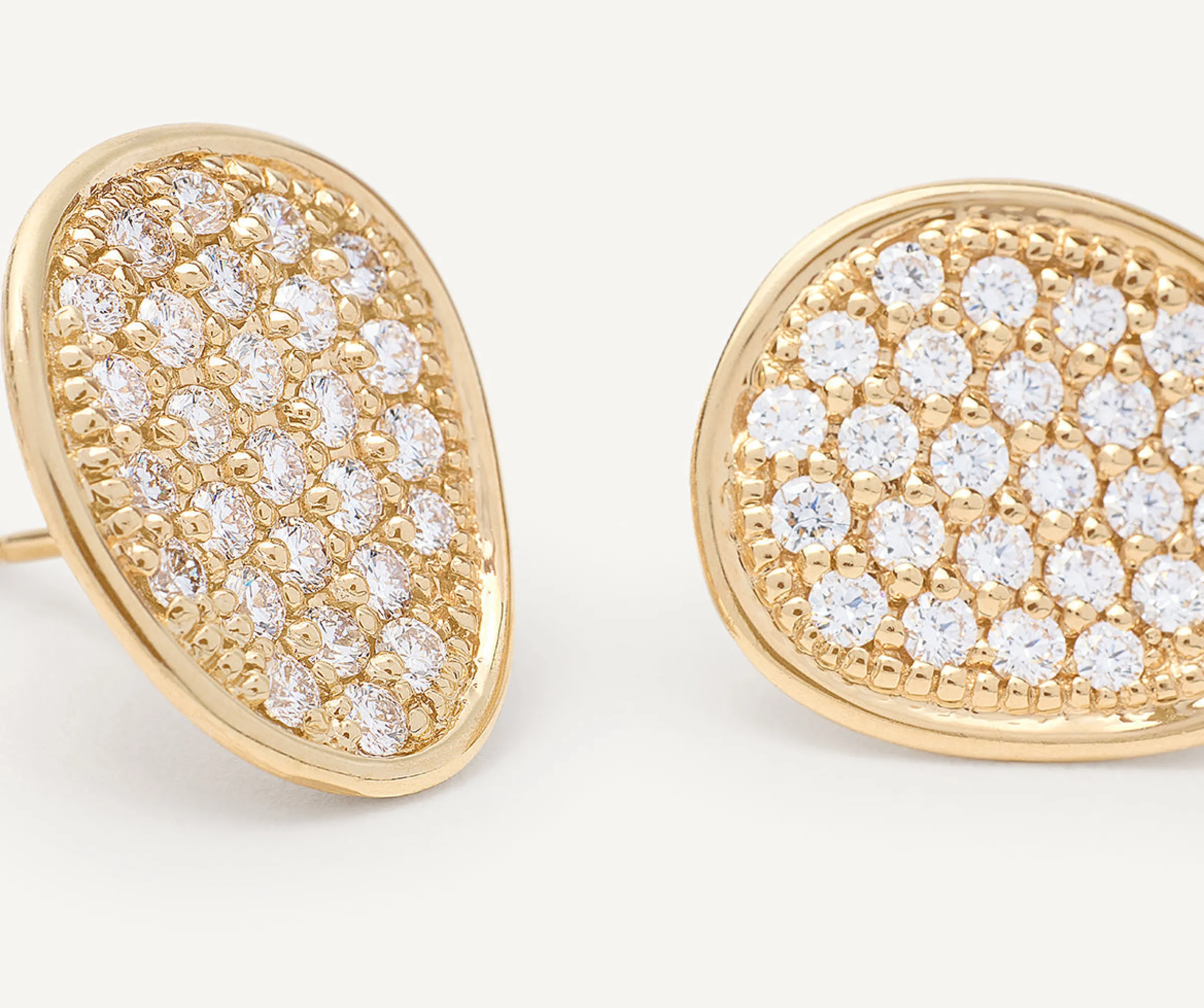 Earrings-Marco Bicego 18K Yellow Gold Petal Diamond Pavé Stud Earrings Yellowgold