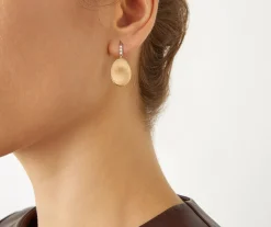 Earrings-Marco Bicego 18K Yellow Gold Petal Drop Earrings With Diamonds, Small Yellowgold