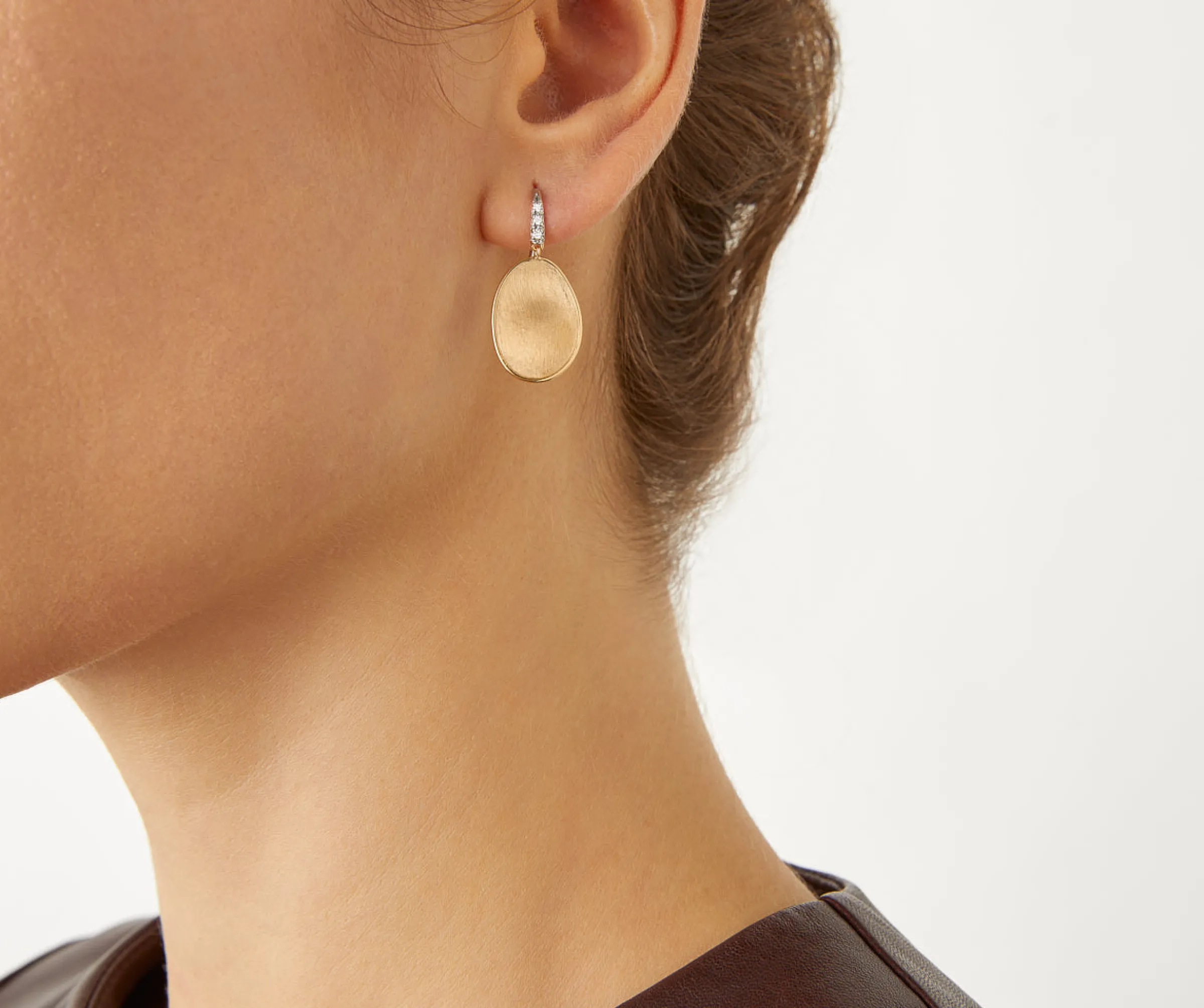 Earrings-Marco Bicego 18K Yellow Gold Petal Drop Earrings With Diamonds, Small Yellowgold