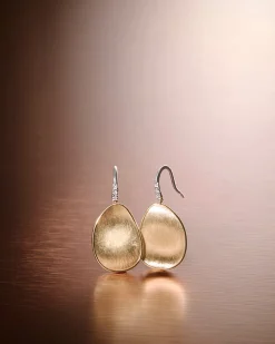 Earrings-Marco Bicego 18K Yellow Gold Petal Drop Earrings With Diamonds, Medium Yellowgold