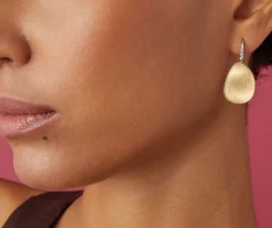 Earrings-Marco Bicego 18K Yellow Gold Petal Drop Earrings With Diamonds, Medium Yellowgold