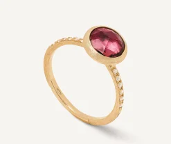 Rings-Marco Bicego 18K Yellow Gold Pink Tourmaline Ring with Diamond Pavé Shank YellowGold