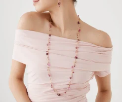 Necklaces-Marco Bicego 18K Yellow Gold Pink Tourmaline Long Necklace Yellowgold