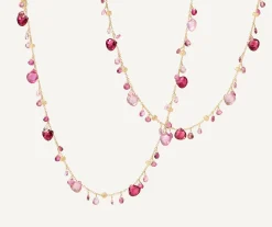 Necklaces-Marco Bicego 18K Yellow Gold Pink Tourmaline Long Necklace Yellowgold