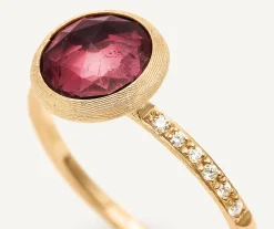 Rings-Marco Bicego 18K Yellow Gold Pink Tourmaline Ring with Diamond Pavé Shank YellowGold